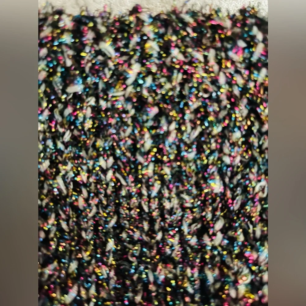 Black Multicolor Metallic Hand-Knit Dog Sweater Dress XS-S New